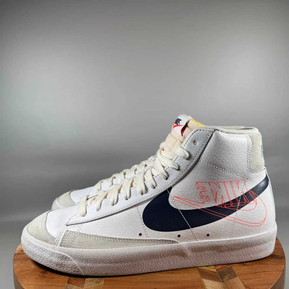 Nike Blazer Mid 77 Vintage White Navy Orange DA4651-100 Mens Sneakers